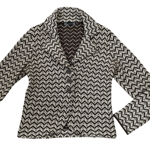 Zara Sweaters - ZARA wool blend Brown Button Textured Jacket Sz L A